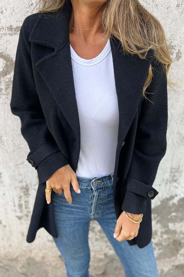 Women's Boucle Coat Notch Lapel Single-Breasted Mid-Length Relaxed Tailored