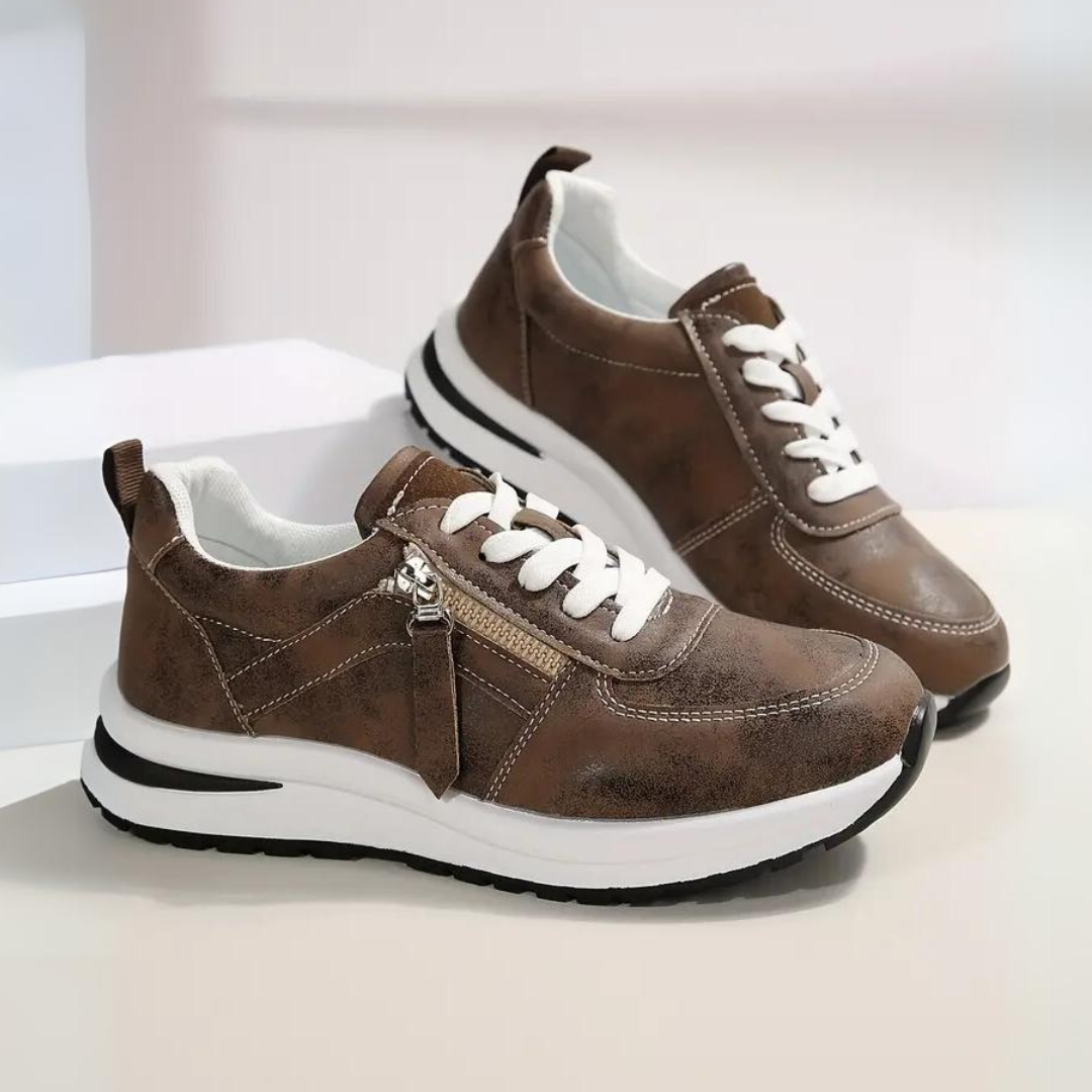 Women's Lace-Up Sneakers Side-Zip Wedge Platform Cushioned Walking Comfort