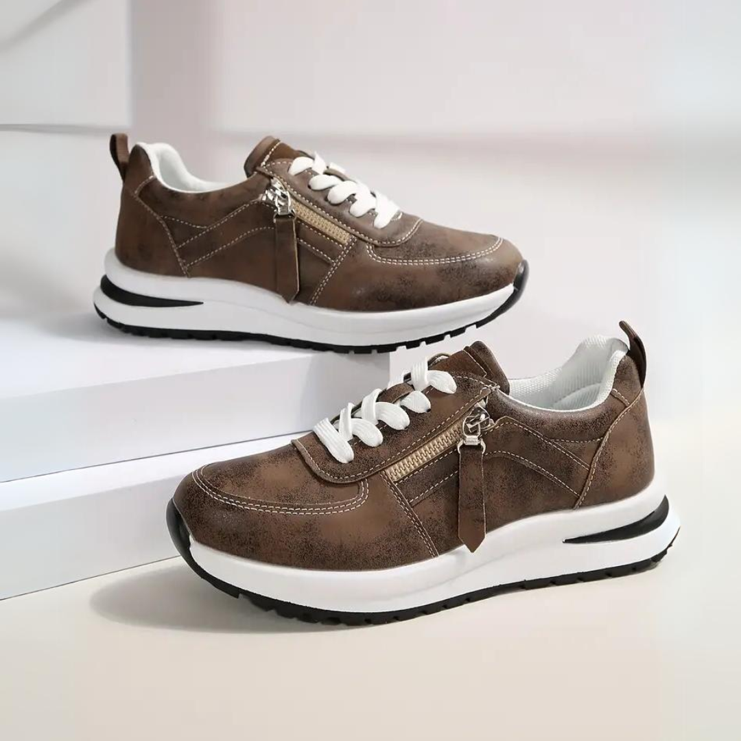 Women's Lace-Up Sneakers Side-Zip Wedge Platform Cushioned Walking Comfort