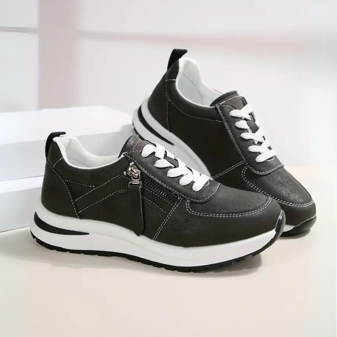 Women's Lace-Up Sneakers Side-Zip Wedge Platform Cushioned Walking Comfort