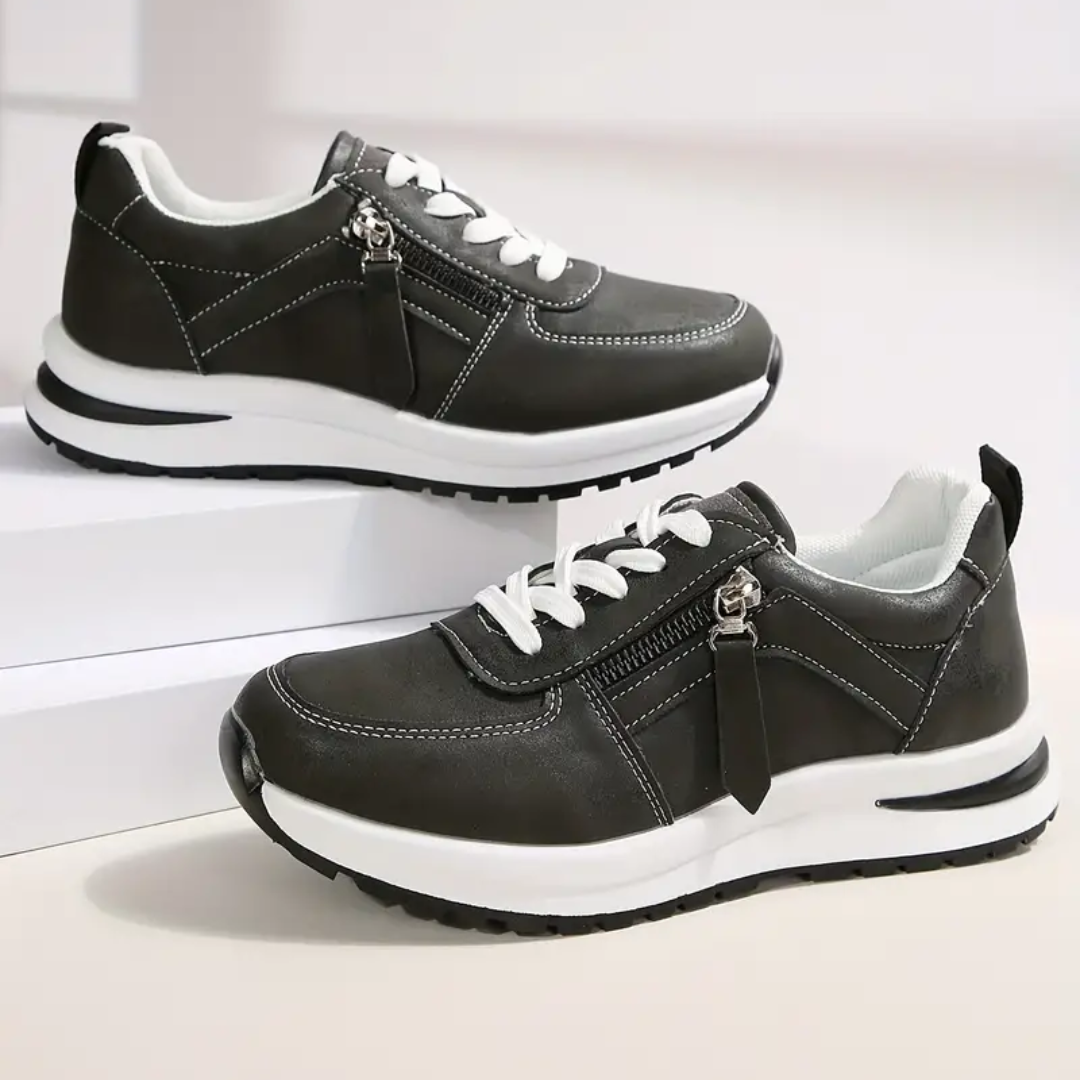 Women's Lace-Up Sneakers Side-Zip Wedge Platform Cushioned Walking Comfort