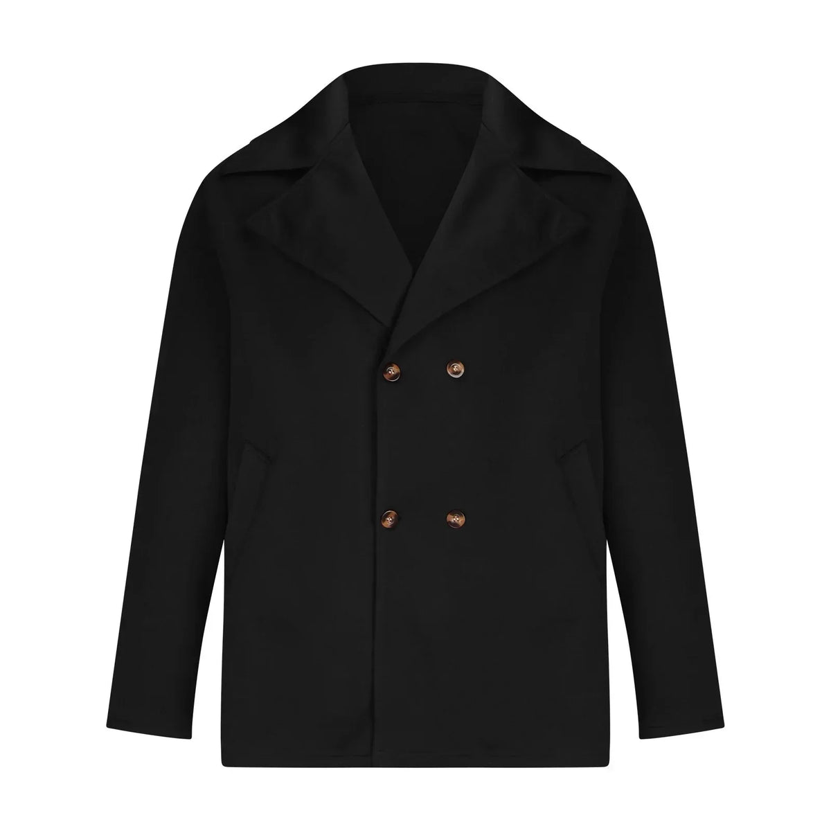 Men's Wool Blend Peacoat Double-Breasted Wide Lapel Mid-Length Tailored