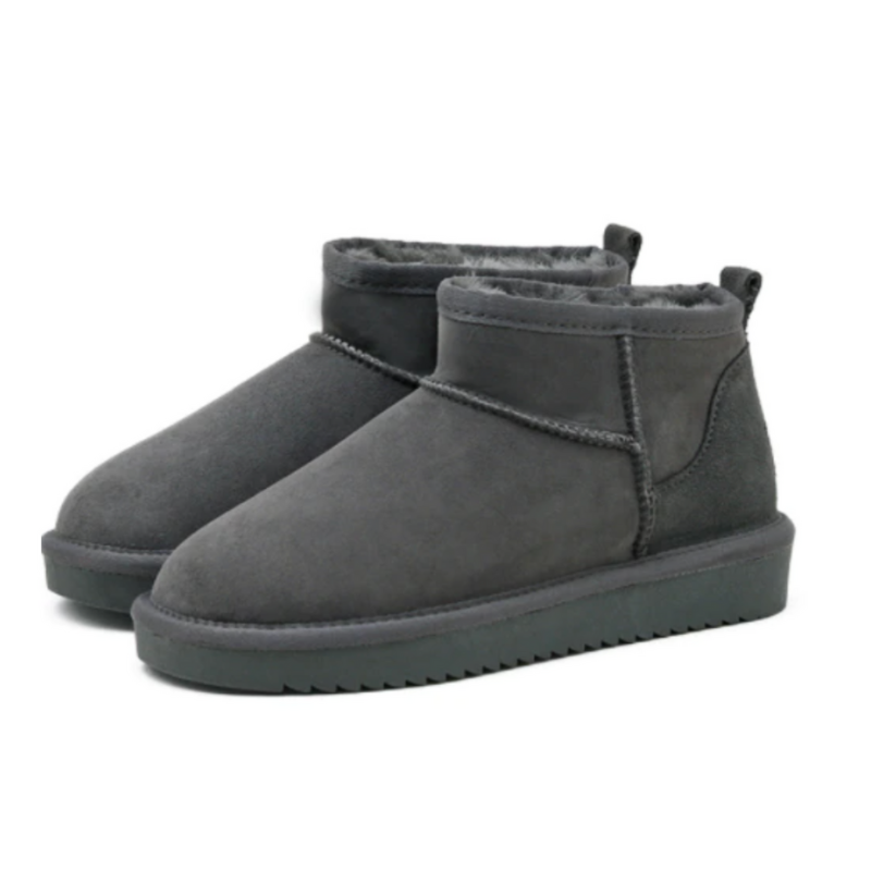 Women's Suede Mini Snow Boots Faux-Fur-Lined Slip-On Flat