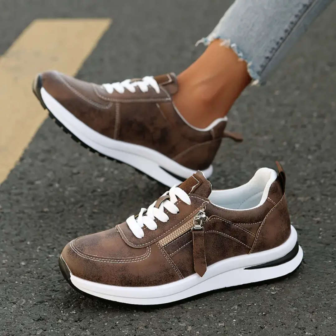 Women's Lace-Up Sneakers Side-Zip Wedge Platform Cushioned Walking Comfort