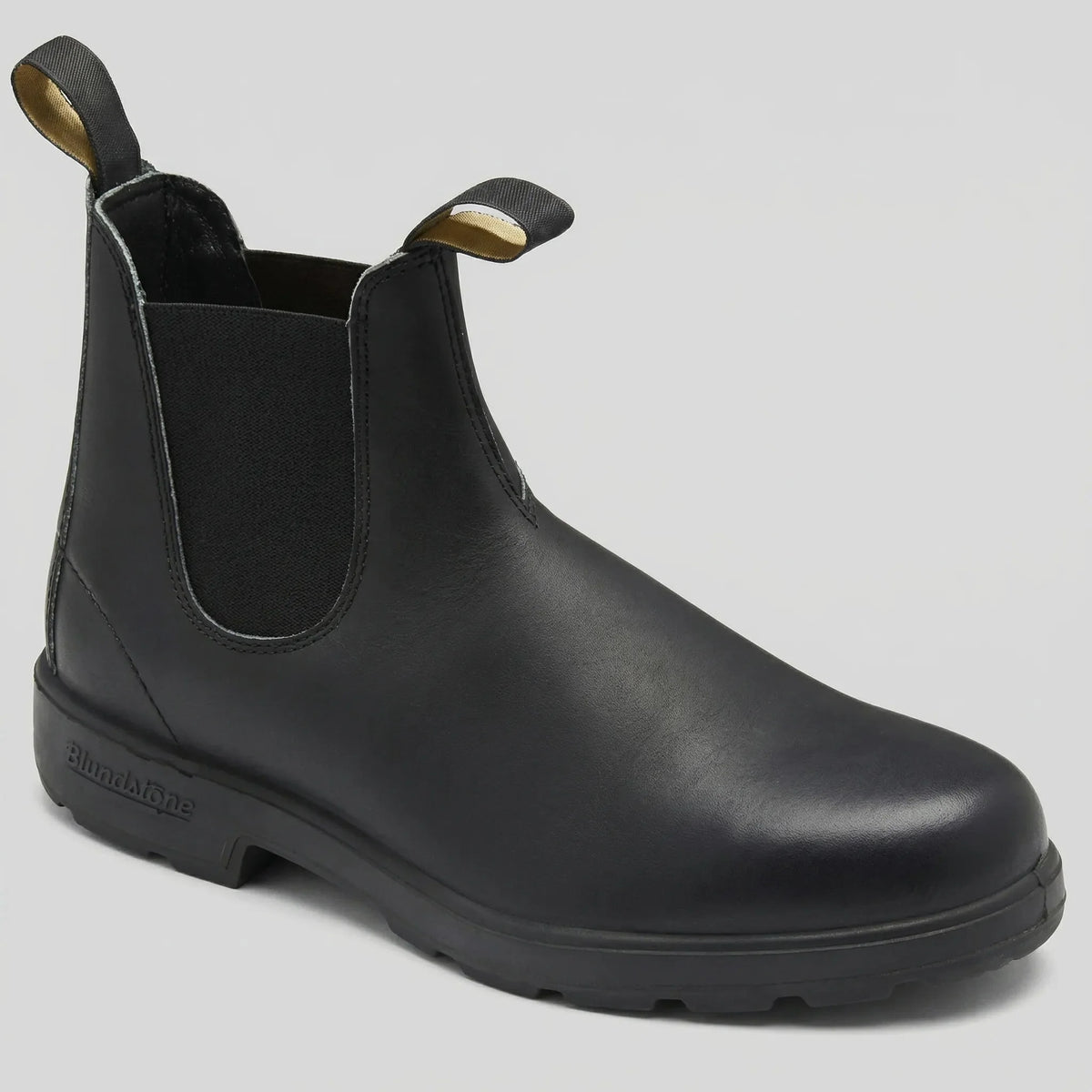 Men's Leather Chelsea Boots Slip-On Elastic Gore Round Toe Pull-Tab Ankle Boots