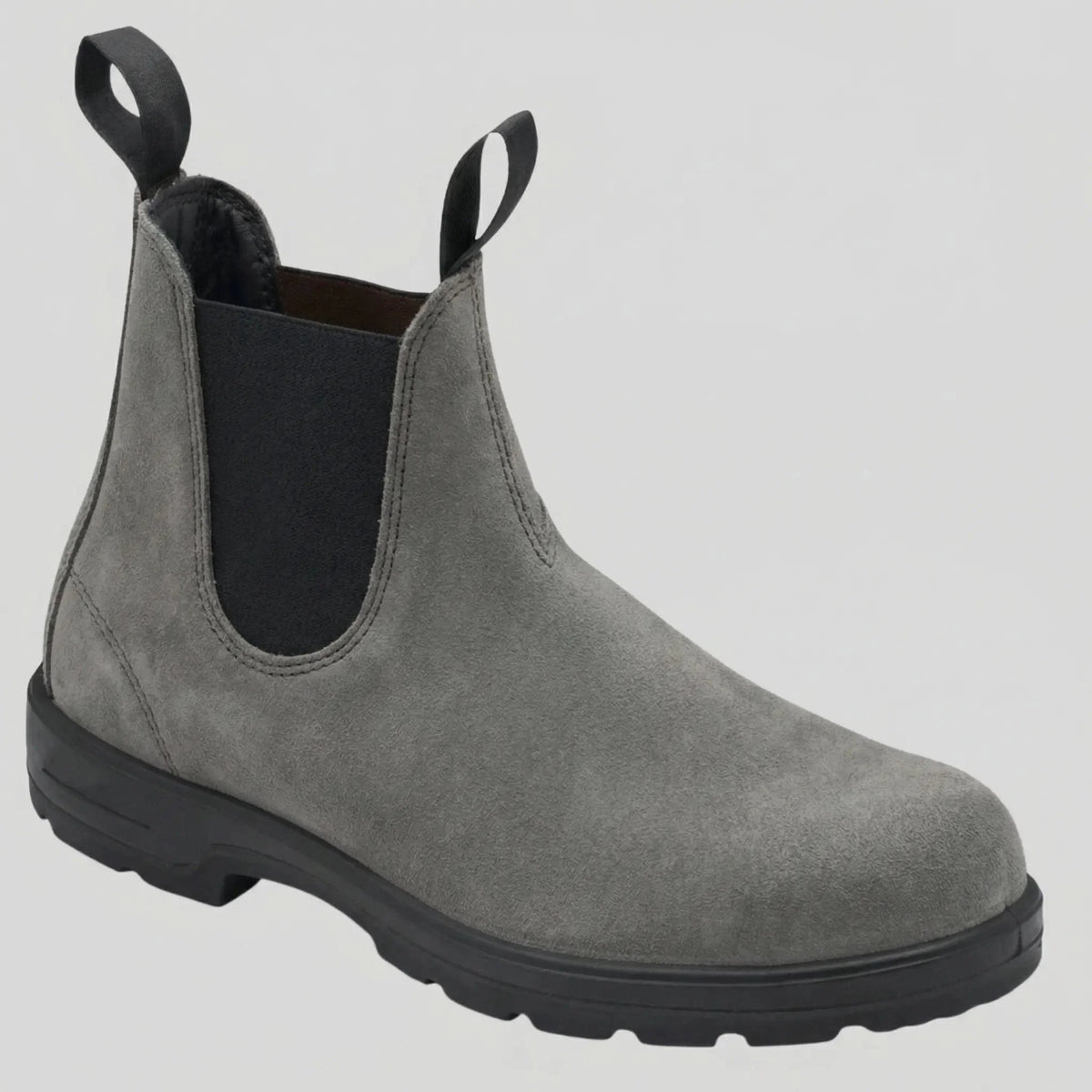 Men's Leather Chelsea Boots Slip-On Elastic Gore Round Toe Pull-Tab Ankle Boots
