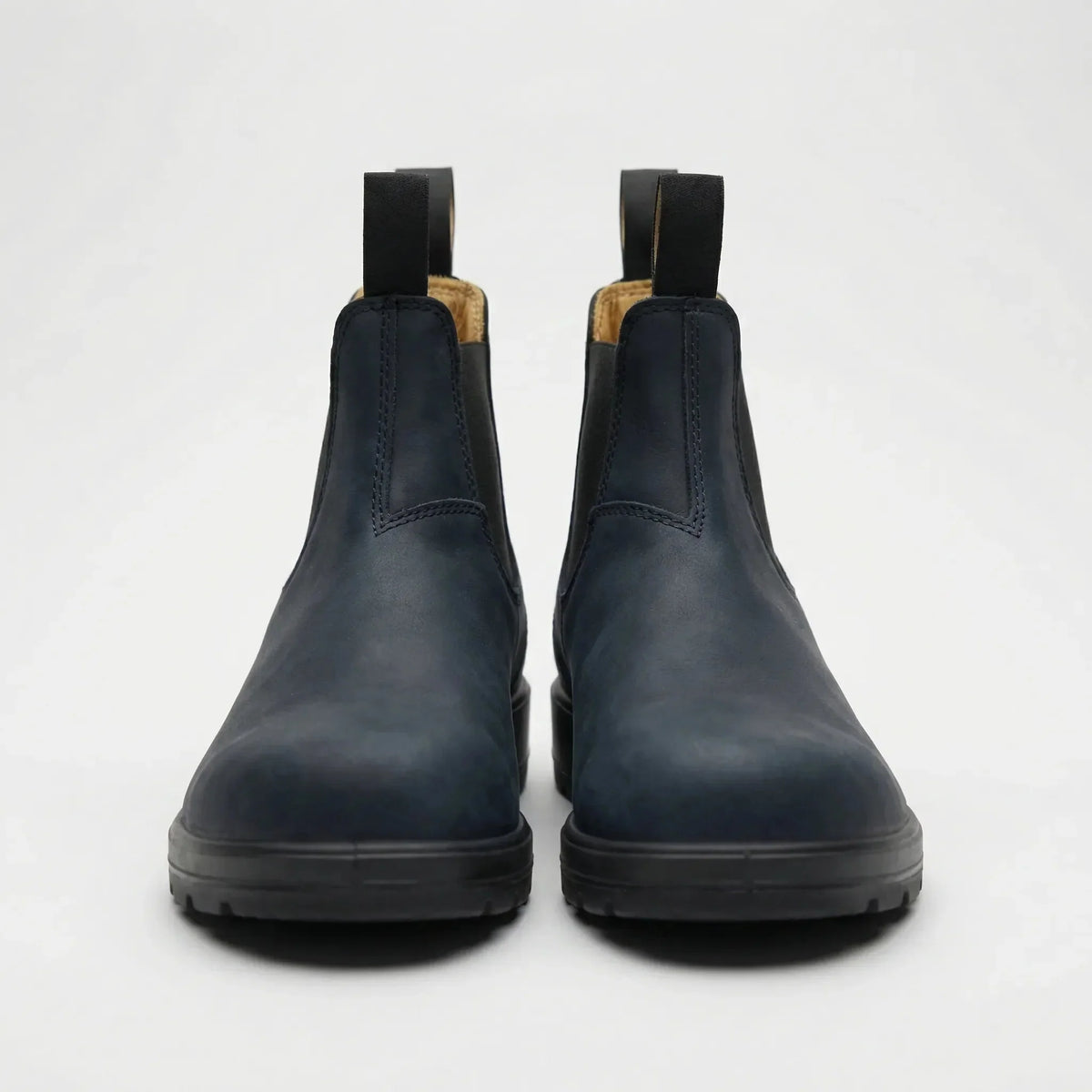 Women's Leather Chelsea Boots Slip-On Elastic Gore Round Toe Pull-Tab Ankle