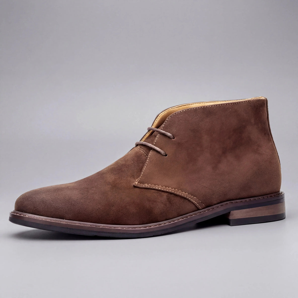 Men's Suede Lace-Up Chukka Desert Boots Round Toe Crepe Sole Ankle Boots