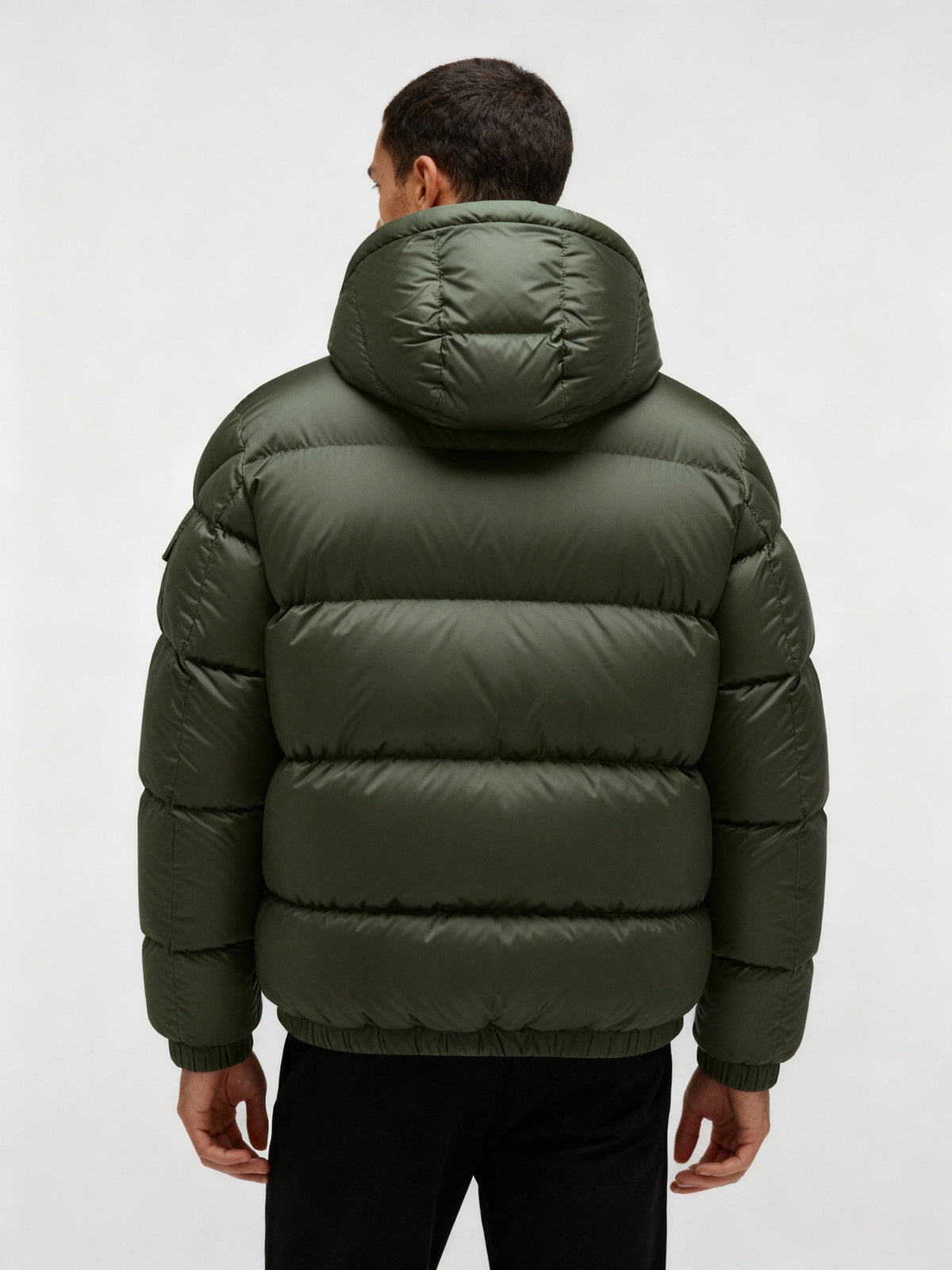 Men's Duck Down Puffer Jacket Stand Collar Full-Zip Warm Boxy