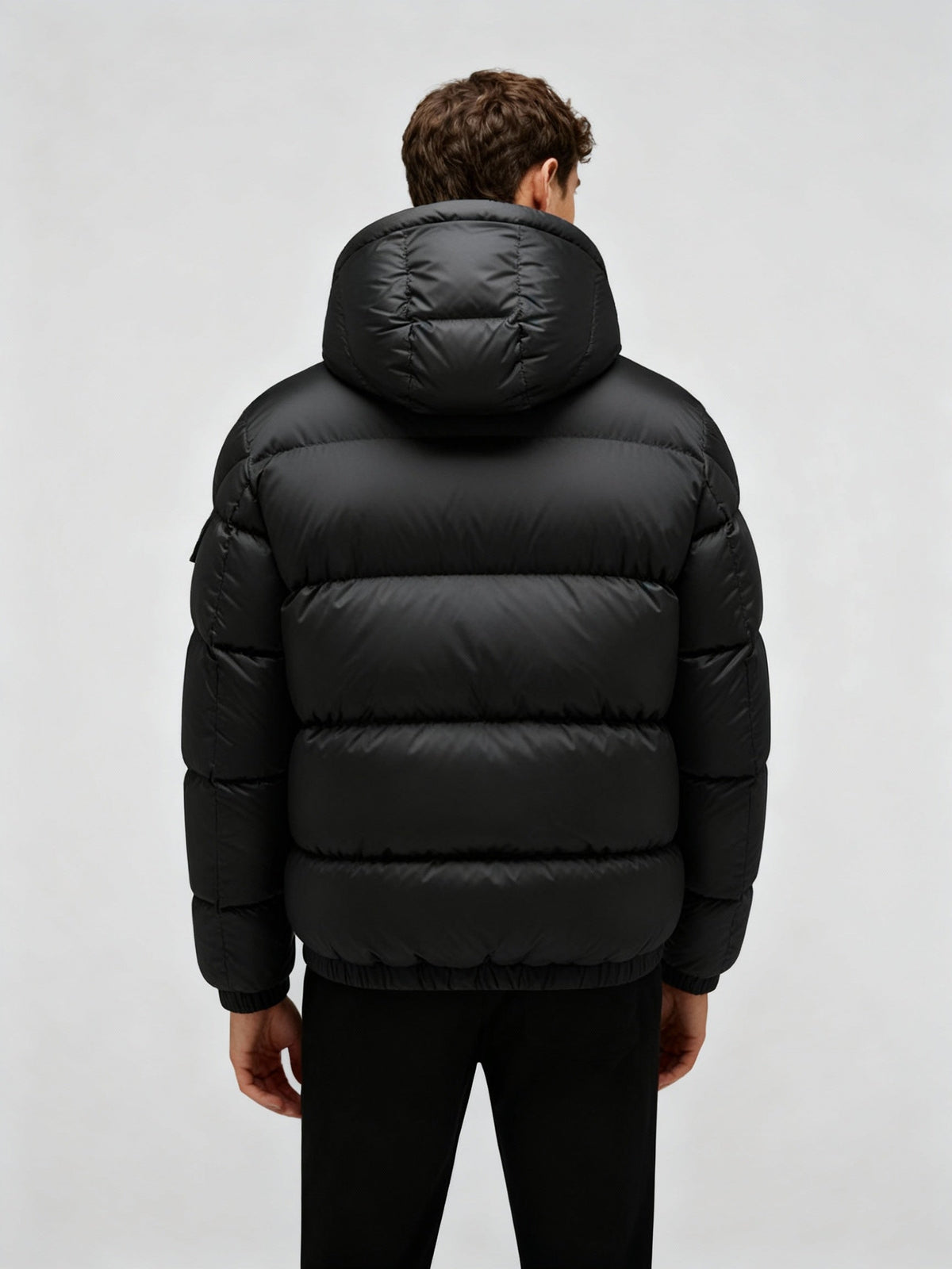 Men's Duck Down Puffer Jacket Stand Collar Full-Zip Warm Boxy
