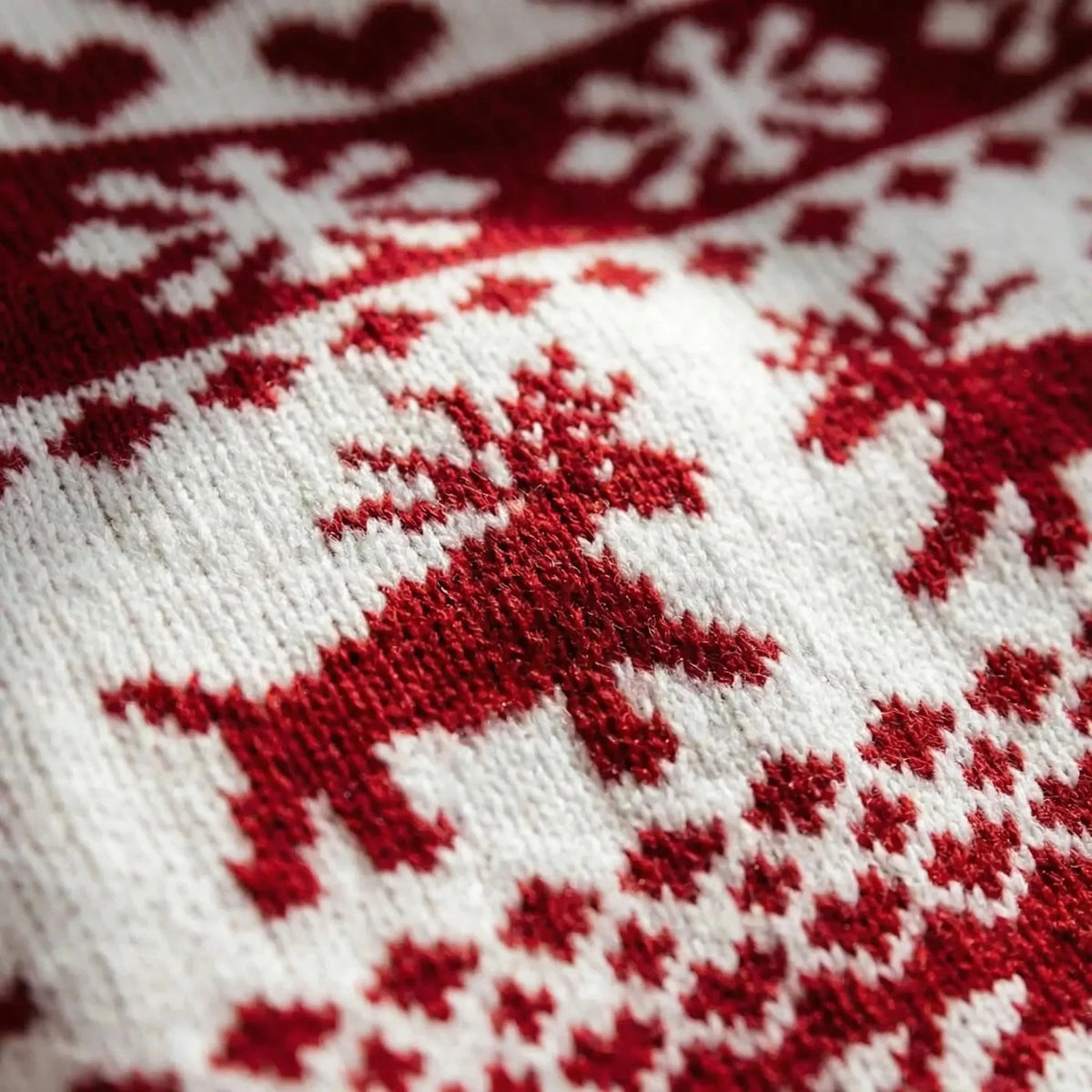 Women's Red Christmas Reindeer Knit Sweater Fair Isle Round Neck Festive Holiday Pullover