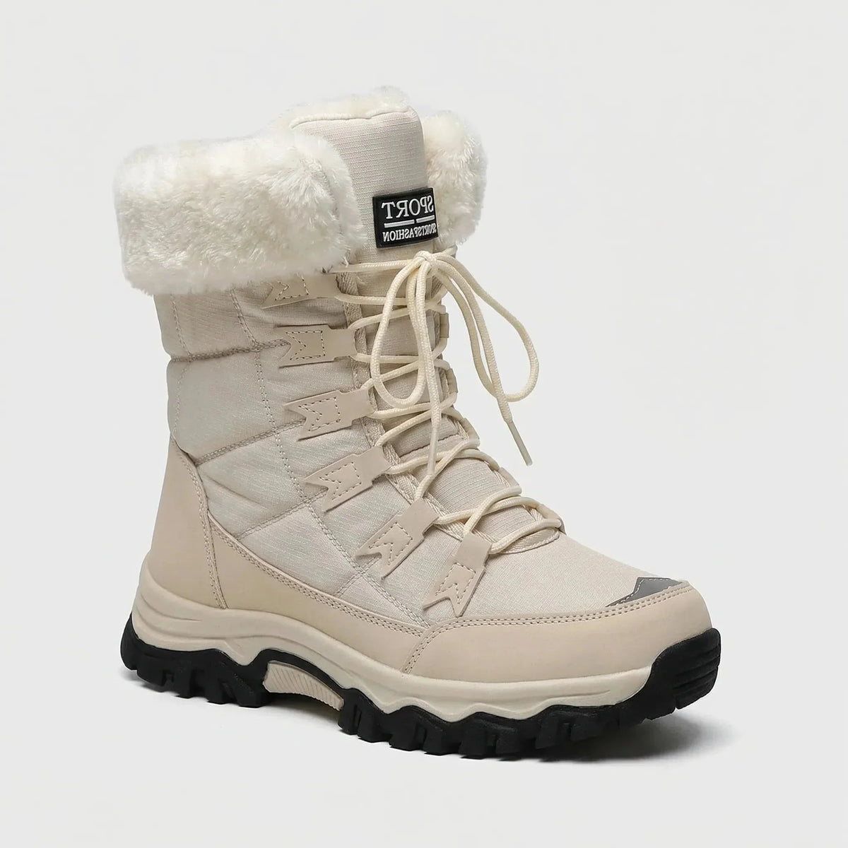 Women's Waterproof Snow Boots Fur-Lined Lace-Up Mid-Calf Anti-Slip Insulated Winter