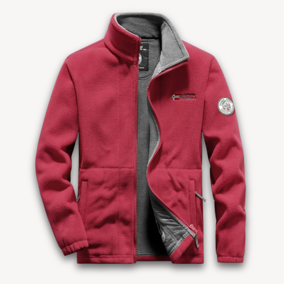 Men's Fleece Jacket Stand Collar Full-Zip Warm Winter Outdoor