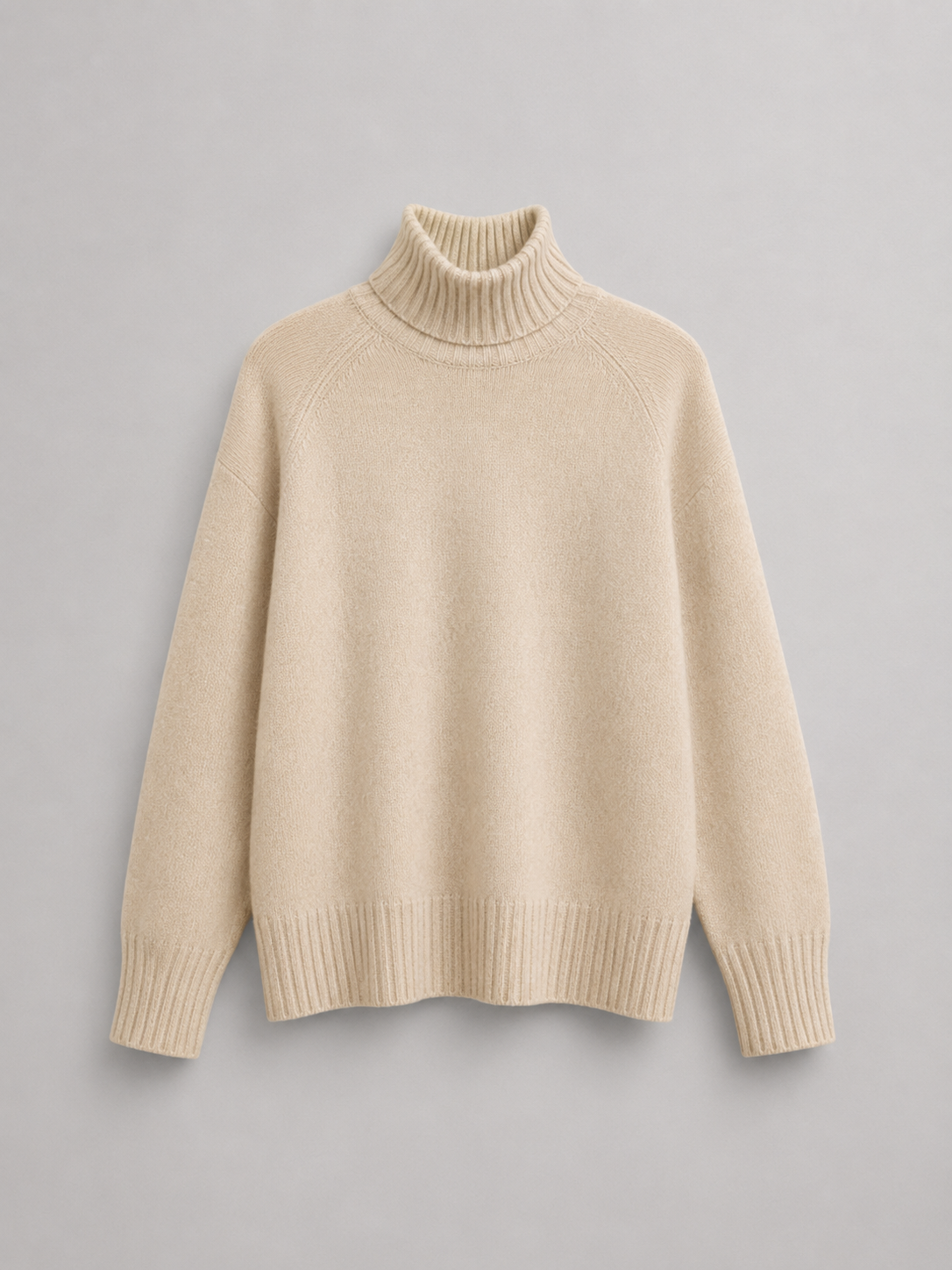 Women's Wool Turtleneck Sweater High Neck Oversized Ribbed Relaxed Warm