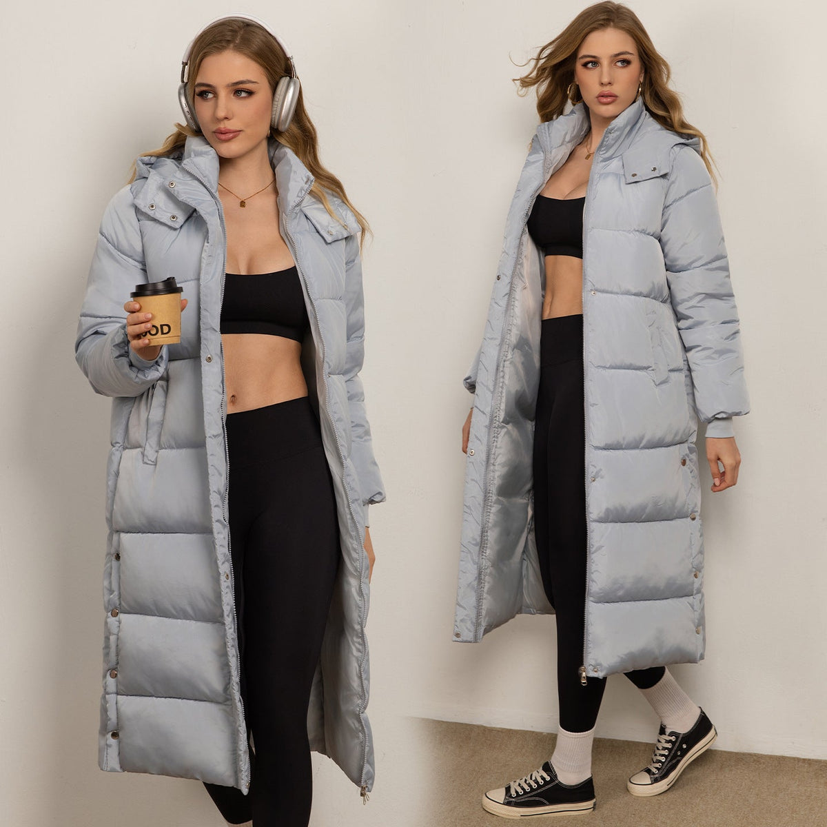 Women's Long Padded Puffer Coat Hooded Quilted Maxi Oversized Winter