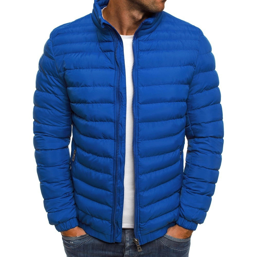 Men's Insulated Lightweight Puffer Jacket Stand Collar Full-Zip Quilted