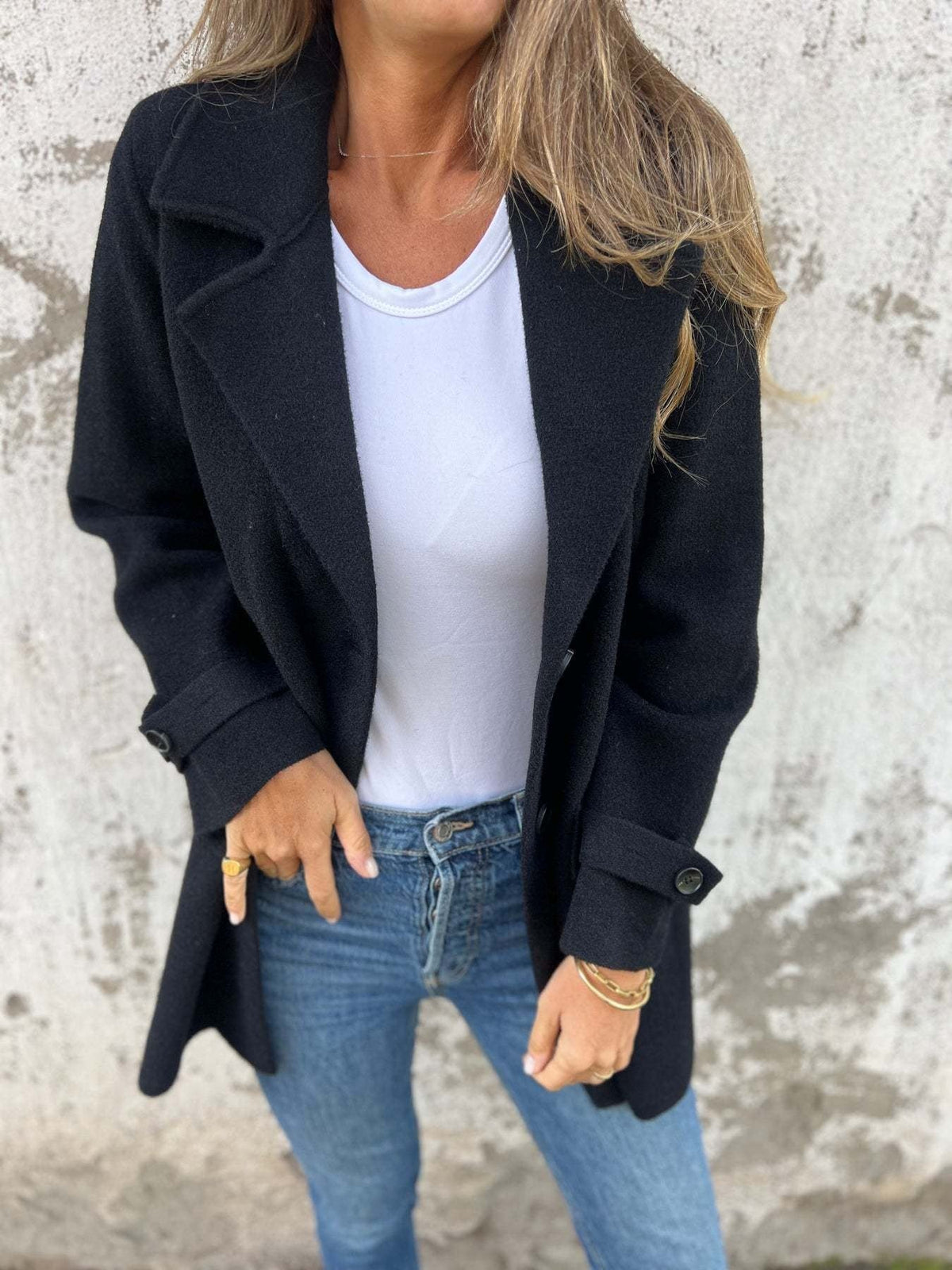 Women's Warmer Structured Fleece Coat with Double Button Row