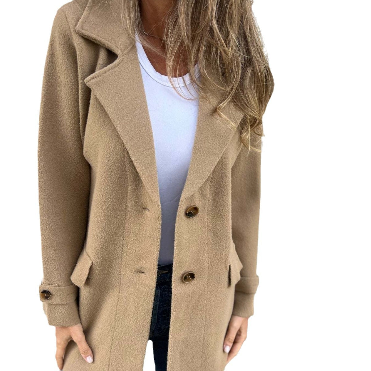 Women's Warmer Structured Fleece Coat with Double Button Row