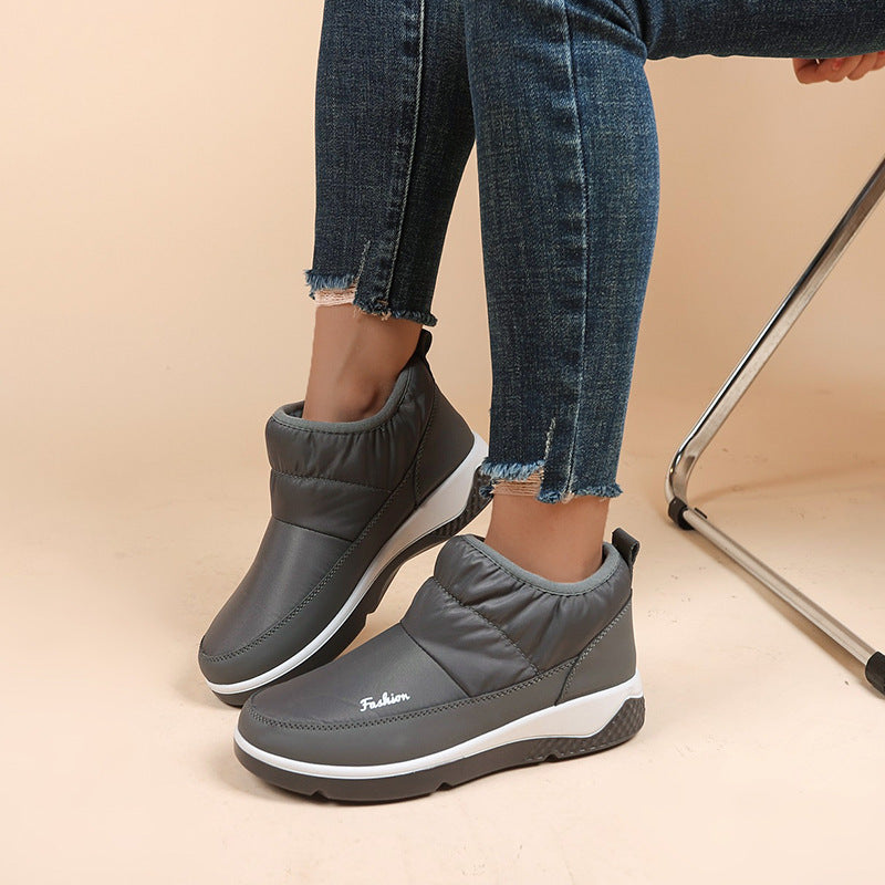 Women's Padded Slip-On Winter Booties Quilted Platform Wedge Warm