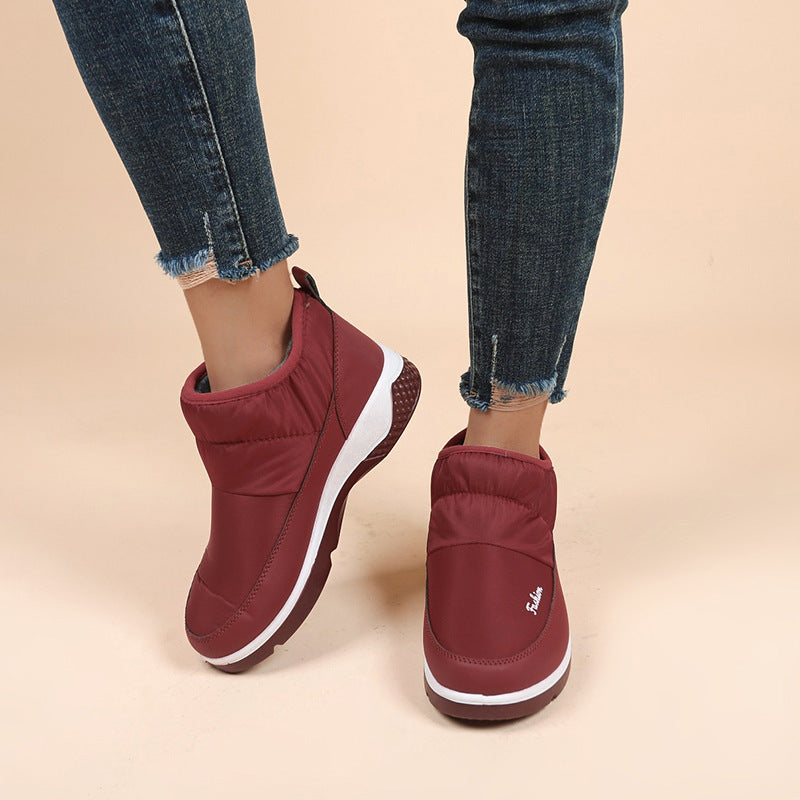Women's Padded Slip-On Winter Booties Quilted Platform Wedge Warm