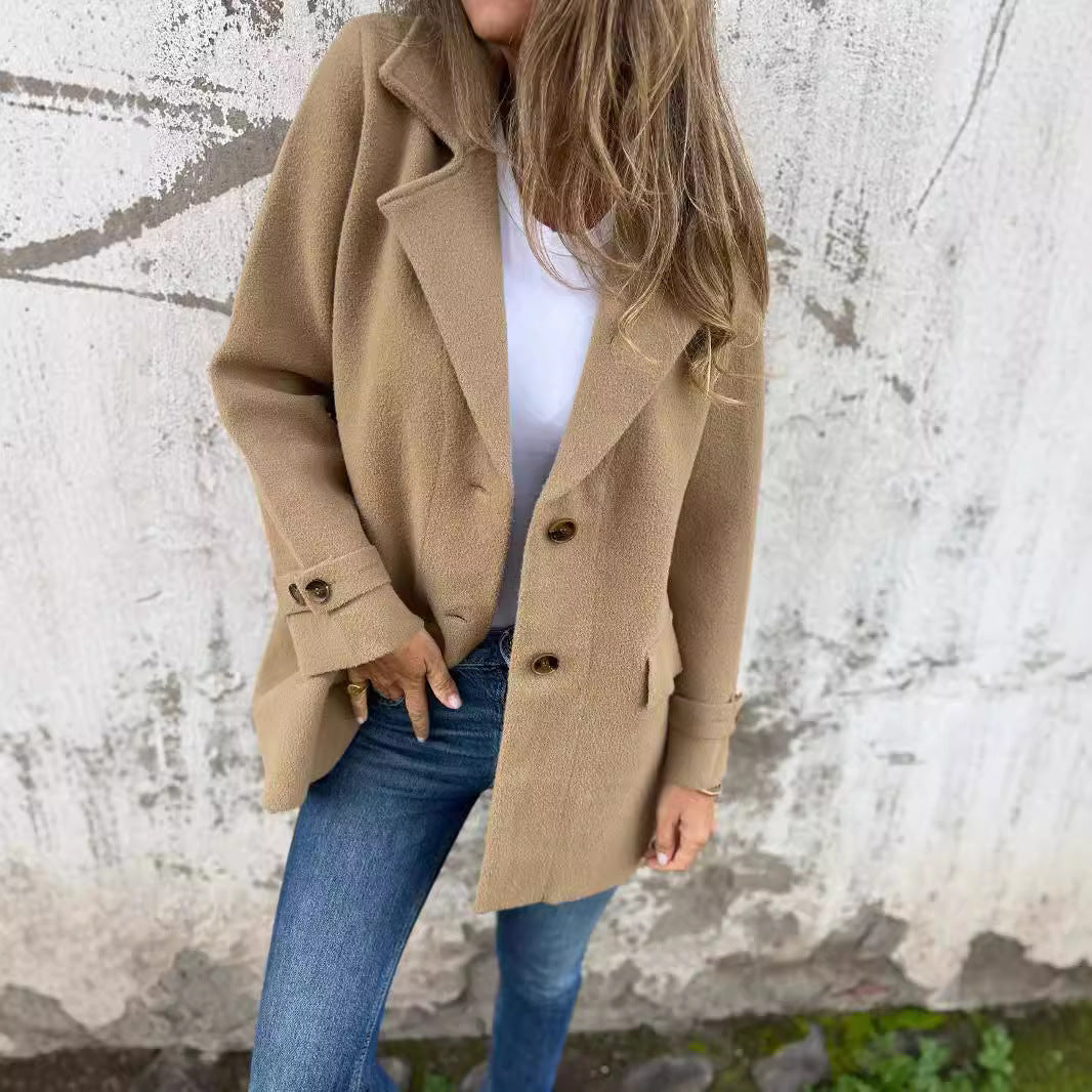 Women's Warmer Structured Fleece Coat with Double Button Row