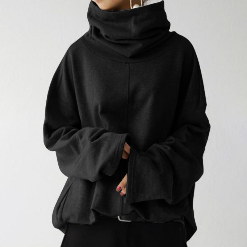 Women's Turtleneck Sweatshirt Oversized Cowl Neck Drop-Shoulder Relaxed Longline