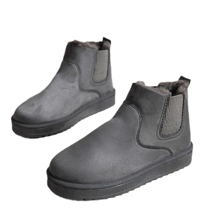 Women's Suede Chelsea Ankle Booties Faux-Fur-Lined Elastic-Gore Platform