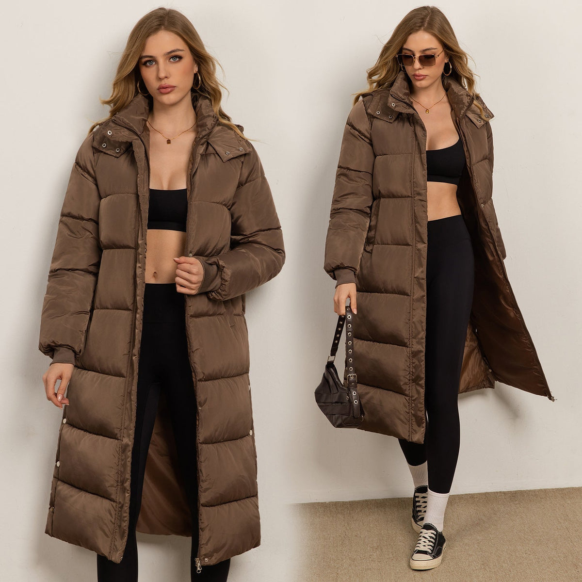 Women's Long Padded Puffer Coat Hooded Quilted Maxi Oversized Winter