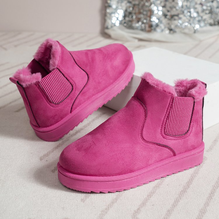Women's Suede Chelsea Ankle Booties Faux-Fur-Lined Elastic-Gore Platform