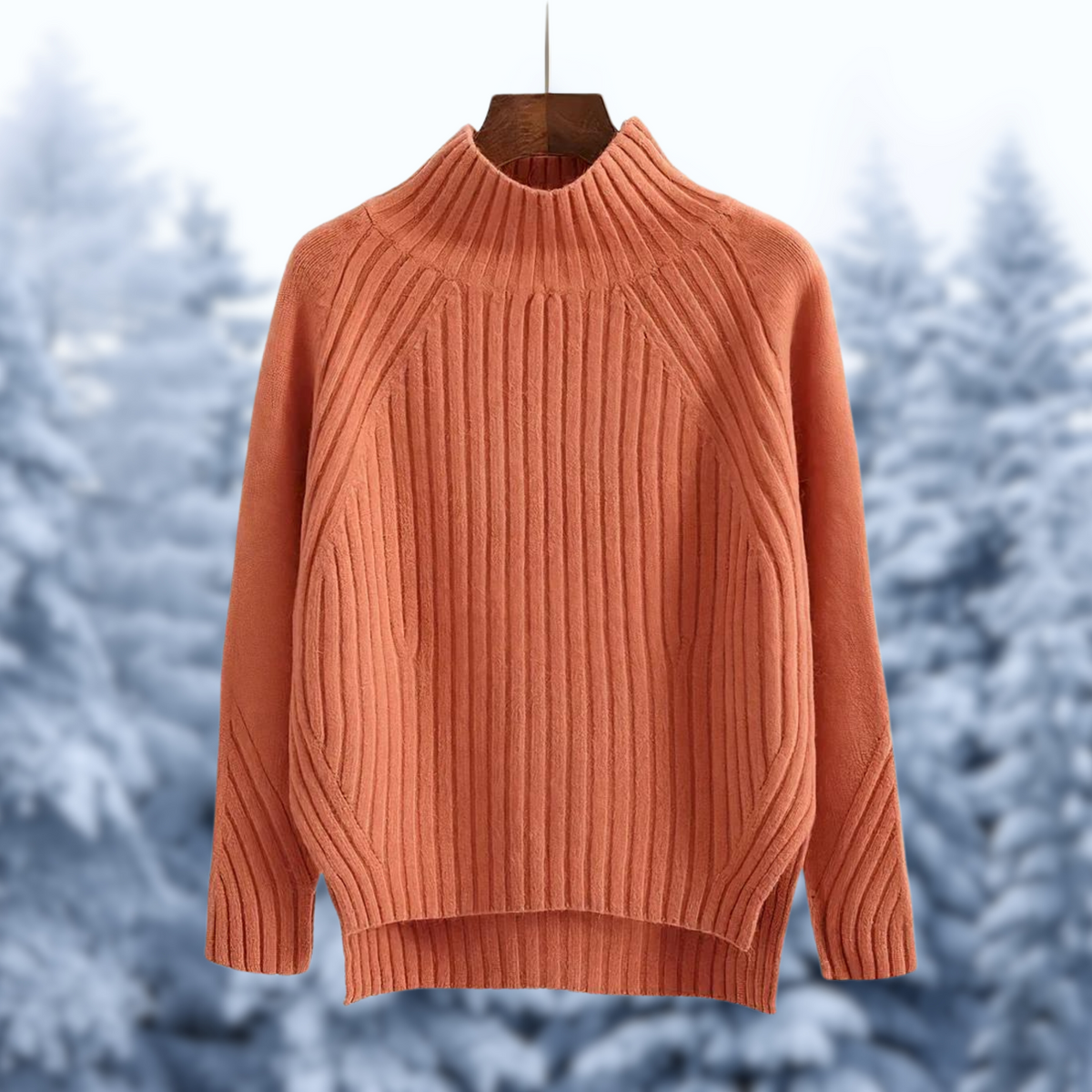 Women's Ribbed High Neck Knit Sweater Raglan Relaxed Textured Long-Sleeve