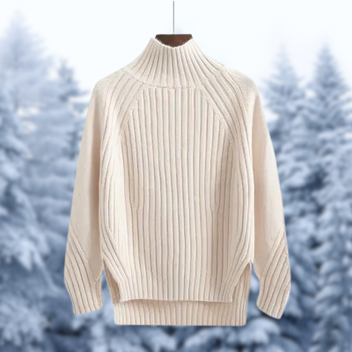 Women's Ribbed High Neck Knit Sweater Raglan Relaxed Textured Long-Sleeve