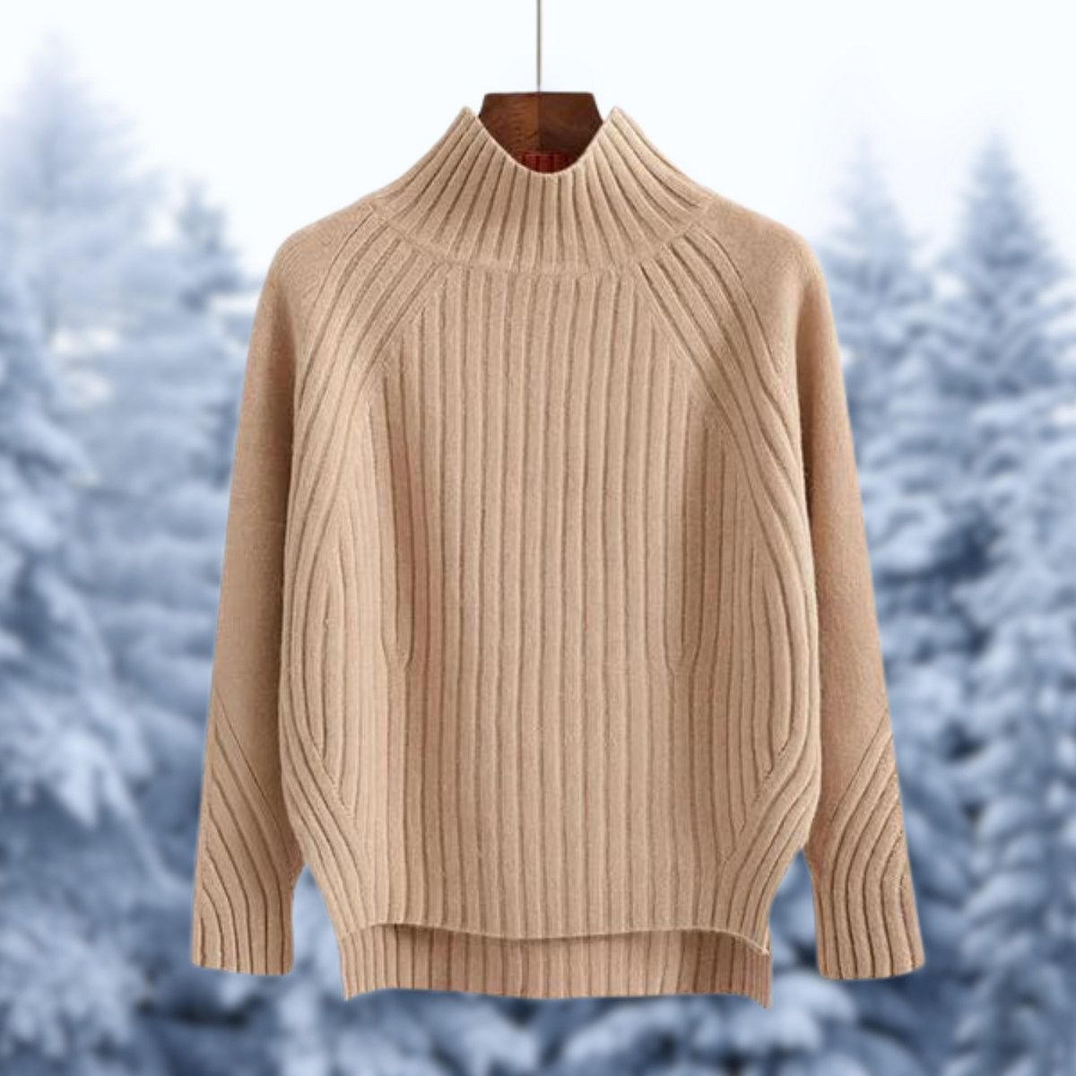 Women's Ribbed High Neck Knit Sweater Raglan Relaxed Textured Long-Sleeve