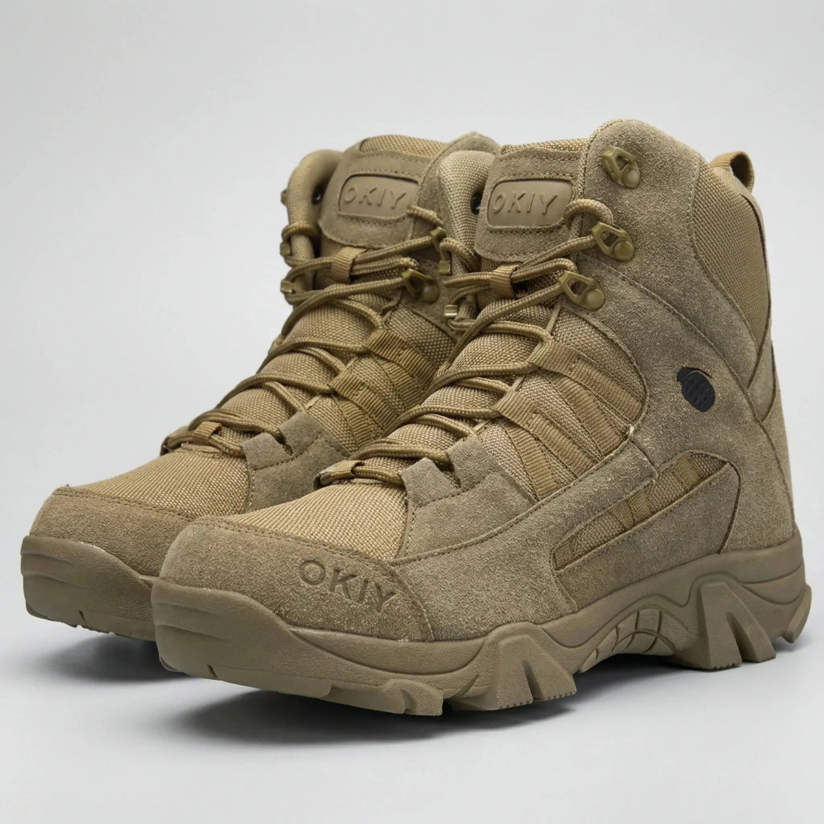 Men's Tactical Hiking Boots Lace-Up High-Top Rugged Anti-Slip Outdoor Combat