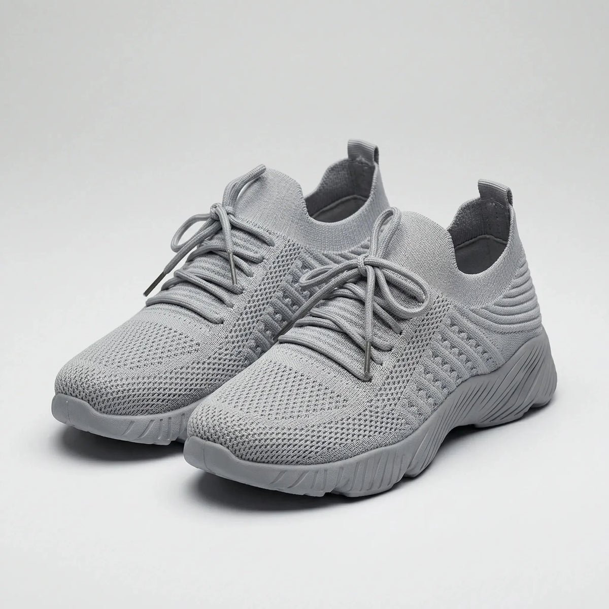 Women's Knit Slip-On Sneakers Lace-Up Lightweight Cushioned Walking Comfort Shoes