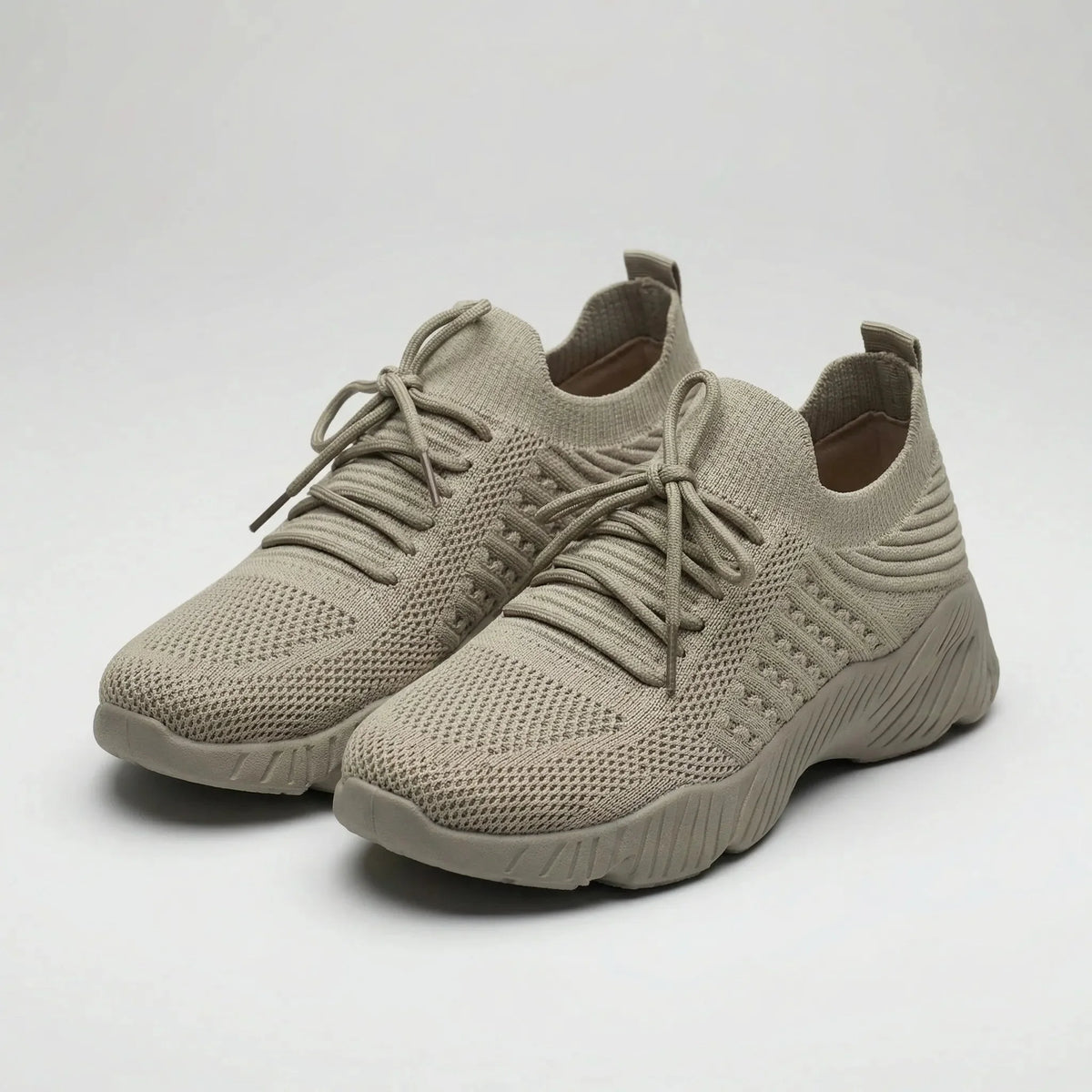 Women's Knit Slip-On Sneakers Lace-Up Lightweight Cushioned Walking Comfort Shoes