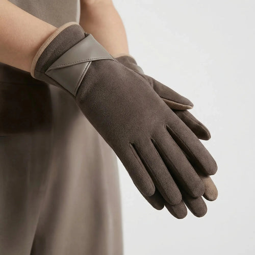 Fleece Winter Gloves Lined Wrist Strap Touchscreen Warm Thermal Cold-Weather
