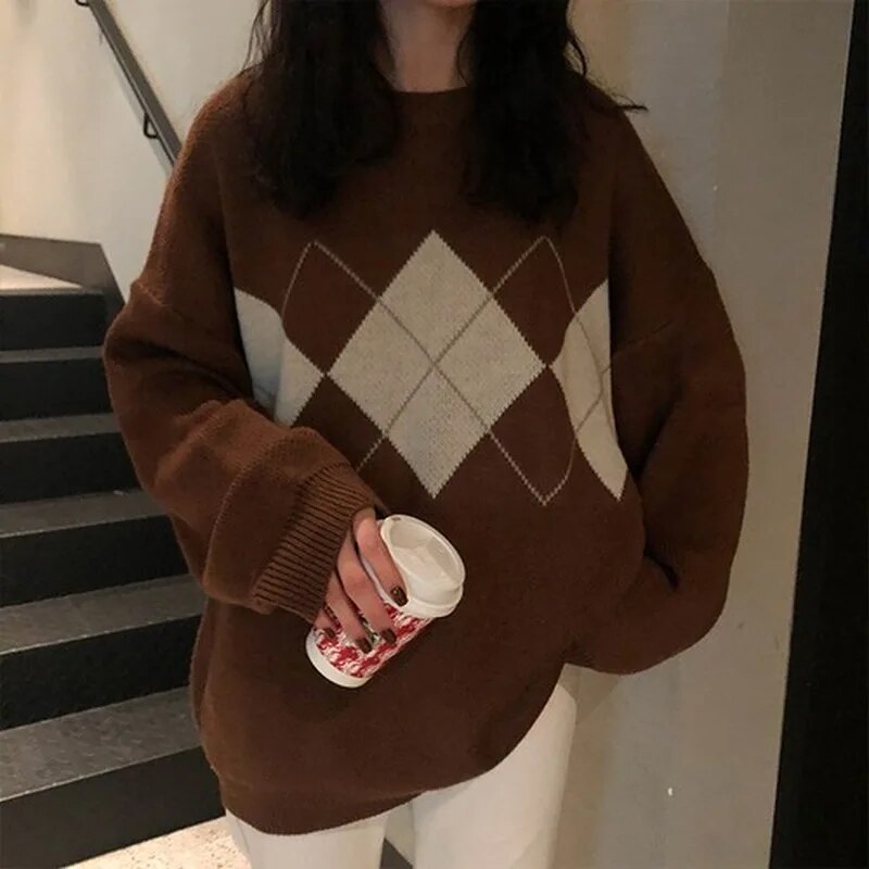 Women's Tie-Dye Oversized Knit Sweater Crewneck Longline Drop-Shoulder Relaxed
