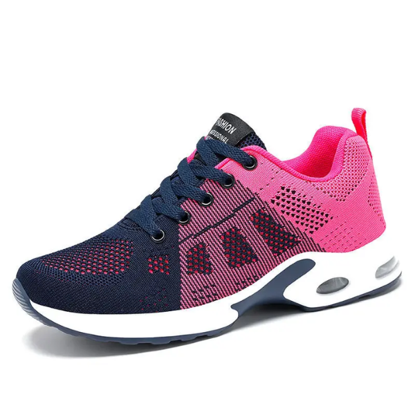 Women's Mesh Knit Sneakers Lace-Up Air-Cushion Lightweight Walking Comfort