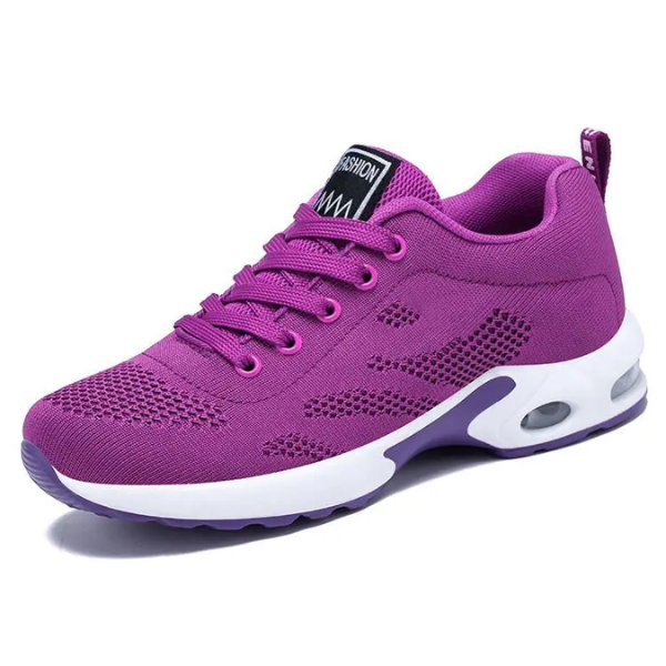 Women's Mesh Knit Sneakers Lace-Up Air-Cushion Lightweight Walking Comfort