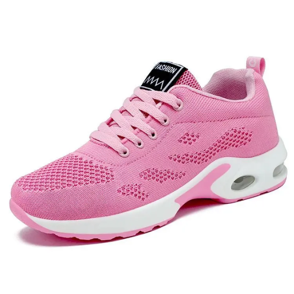 Women's Mesh Knit Sneakers Lace-Up Air-Cushion Lightweight Walking Comfort