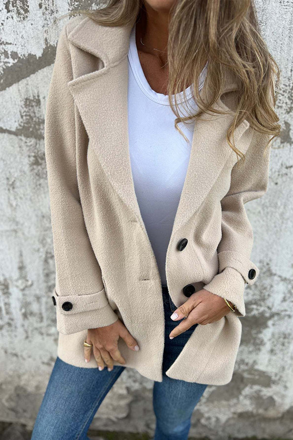Women's Boucle Coat Notch Lapel Single-Breasted Mid-Length Relaxed Tailored