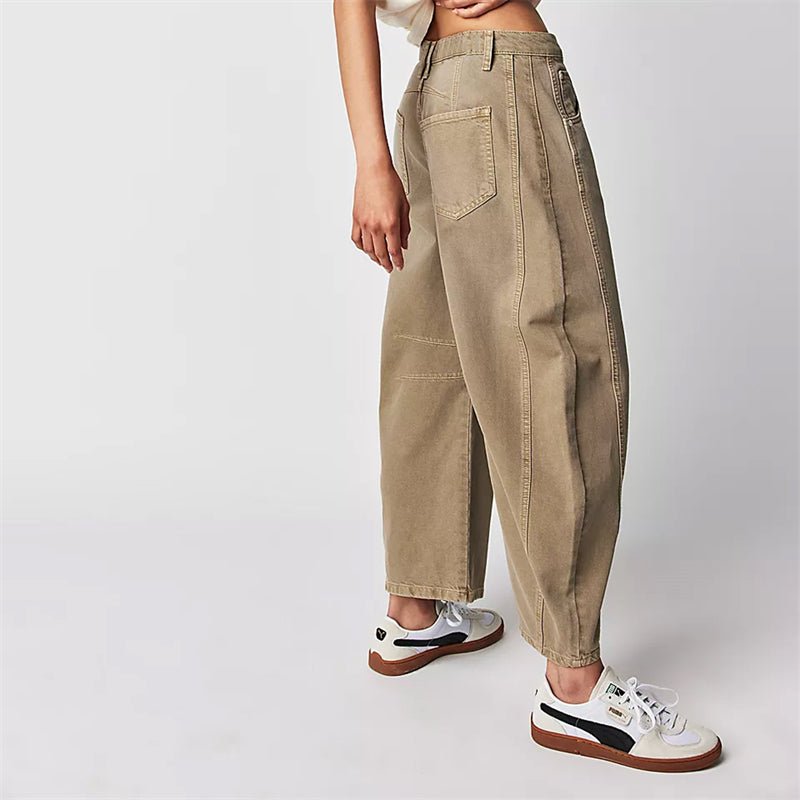 Women's Barrel Leg Jeans High Waist Washed Cocoon Relaxed Curved