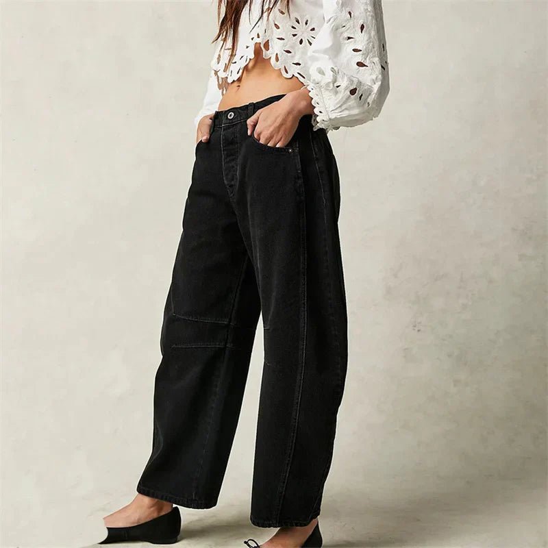Women's Barrel Leg Jeans High Waist Washed Cocoon Relaxed Curved