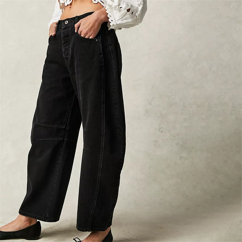 Women's Barrel Leg Jeans High Waist Washed Cocoon Relaxed Curved