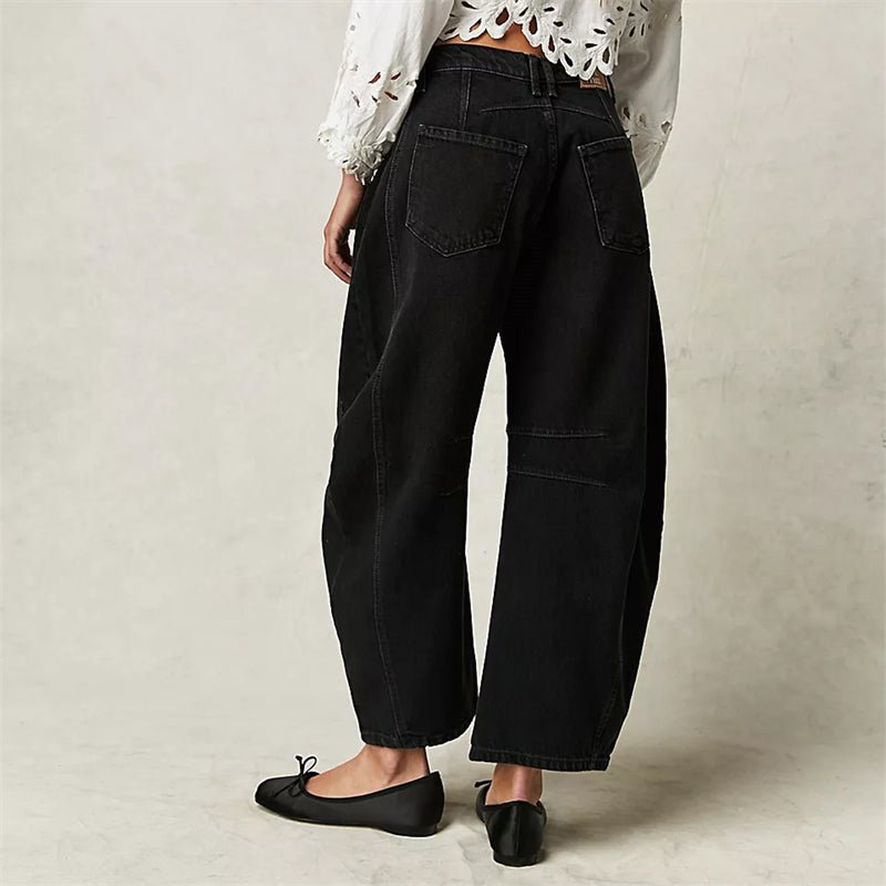 Women's Barrel Leg Jeans High Waist Washed Cocoon Relaxed Curved