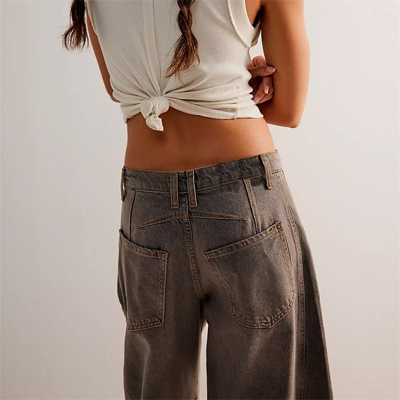 Women's Barrel Leg Jeans High Waist Washed Cocoon Relaxed Curved