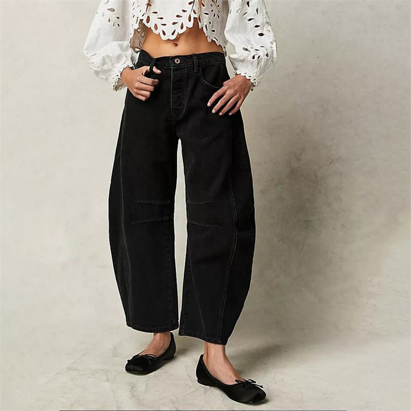 Women's Barrel Leg Jeans High Waist Washed Cocoon Relaxed Curved