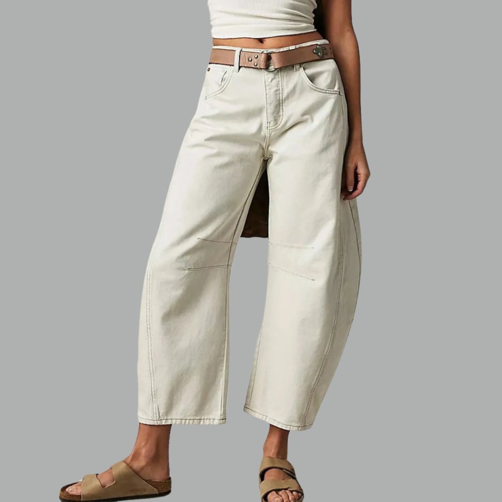 Women's Barrel Leg Jeans High Waist Washed Cocoon Relaxed Curved