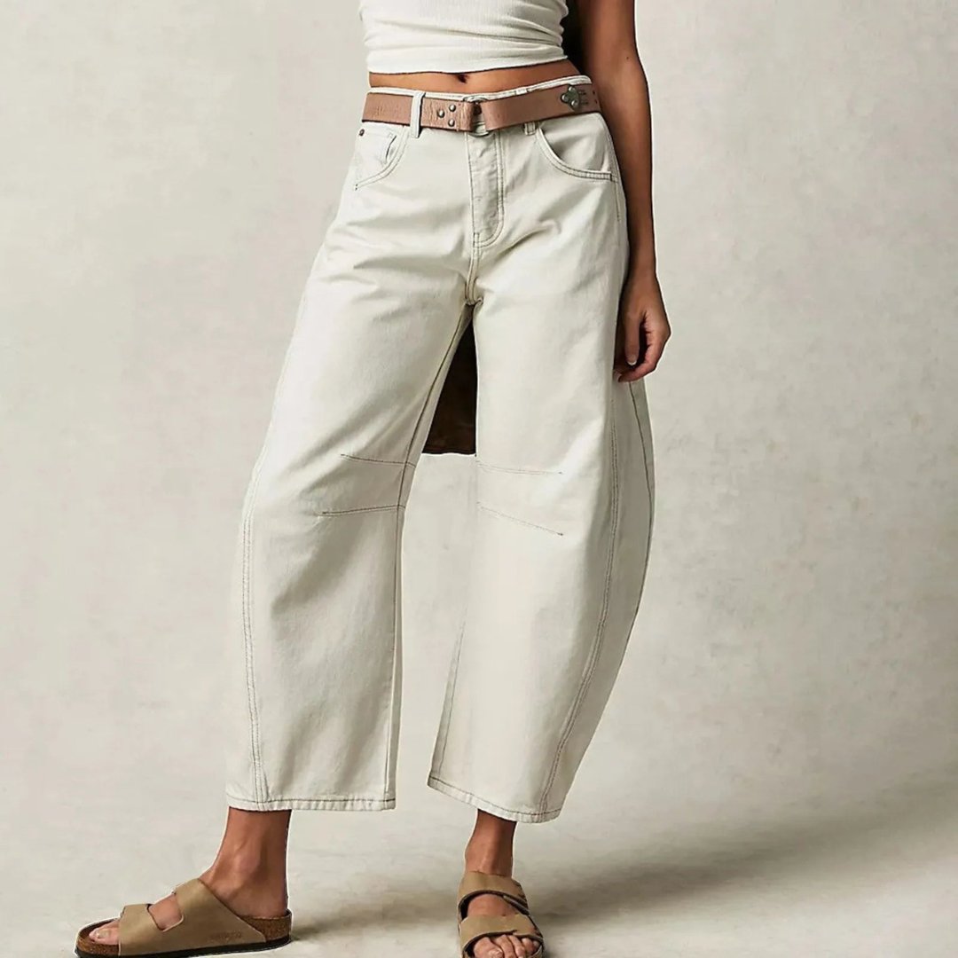 Women's Barrel Leg Jeans High Waist Washed Cocoon Relaxed Curved