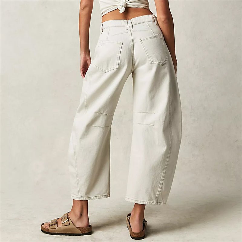 Women's Barrel Leg Jeans High Waist Washed Cocoon Relaxed Curved